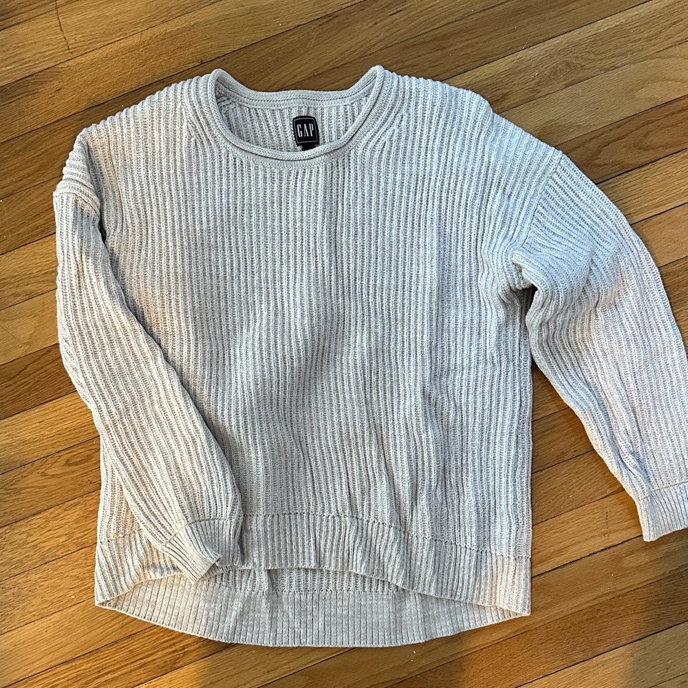 GAP Light Gray Ribbed Knit Pullover
